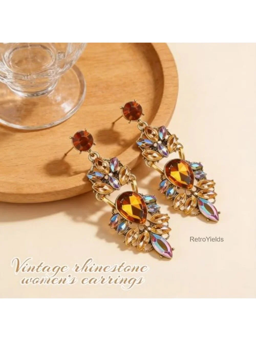 Oversized Rhinestone Chandelier Earrings Dangle Statement Jewelry for Women